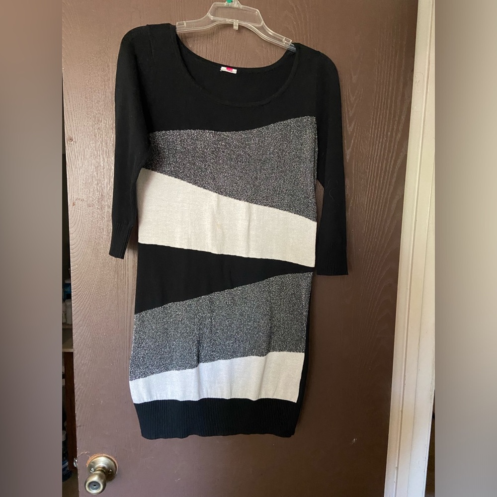 Sweater Dress black grey and white size large